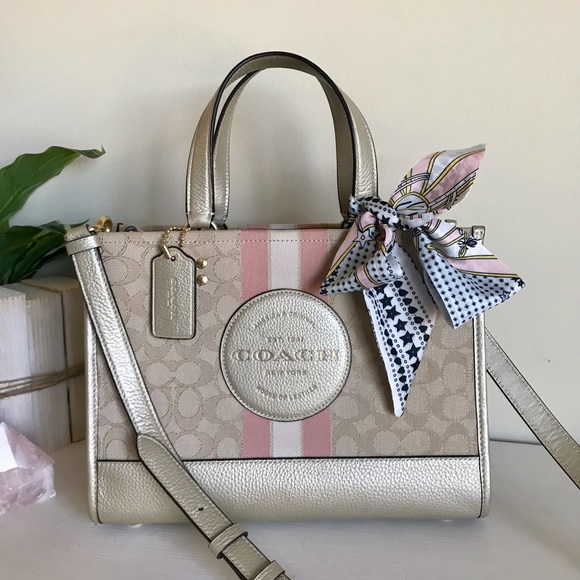 Coach Dempsey Carryall Tote Crossbody Purse with Stripe and Coach Patch - Picture 9 of 16